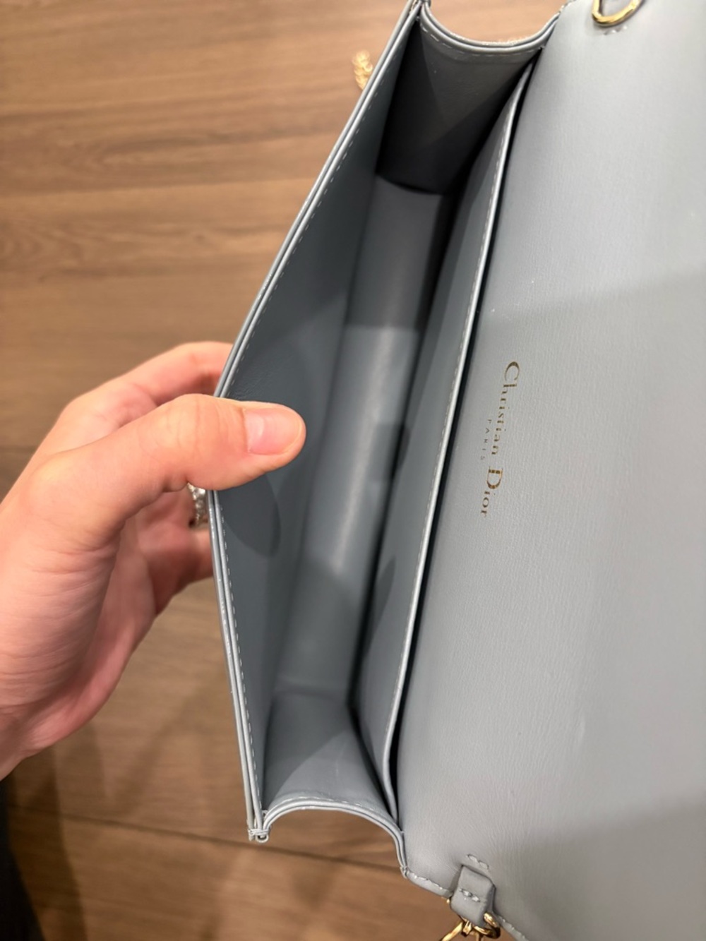 Authentic Lady Dior Calfskin Pouch in Cloud Blue (EXCELLENT, LIKE NEW CONDITION) - Picture 10 of 15